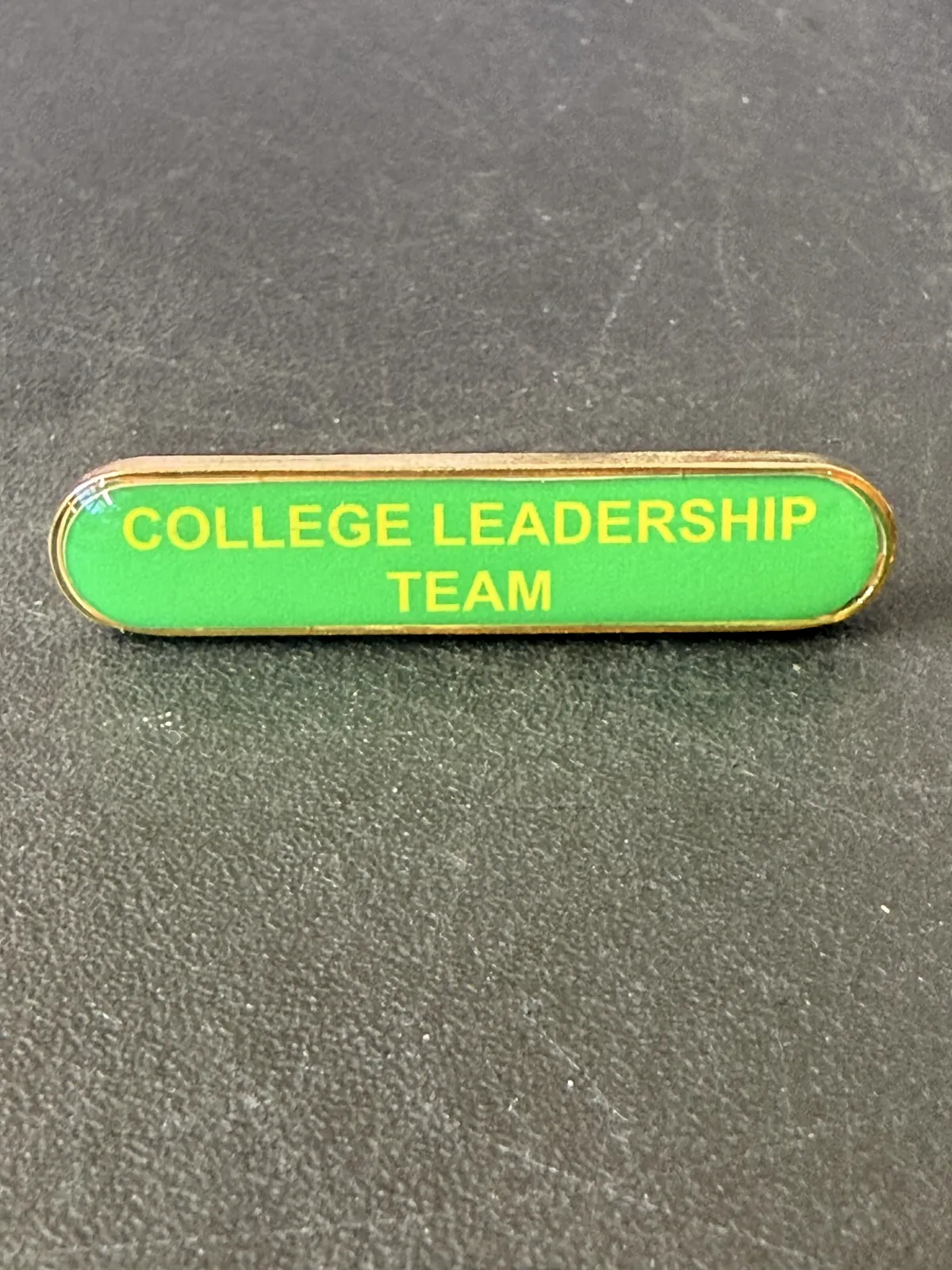 Green College Leadership Team bar-shaped pin badge