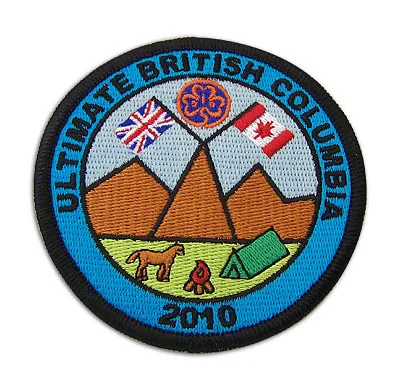 Round Ultimate British Columbia 2010 Girlguiding embroidered badge