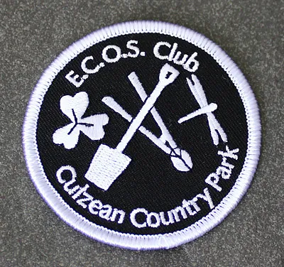 Round black E.C.O.S. Club Culzean Country Park embroidered badge